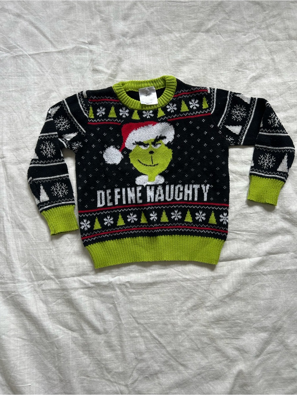 Kids Holiday 'Define Naughty' Grinch Sweater